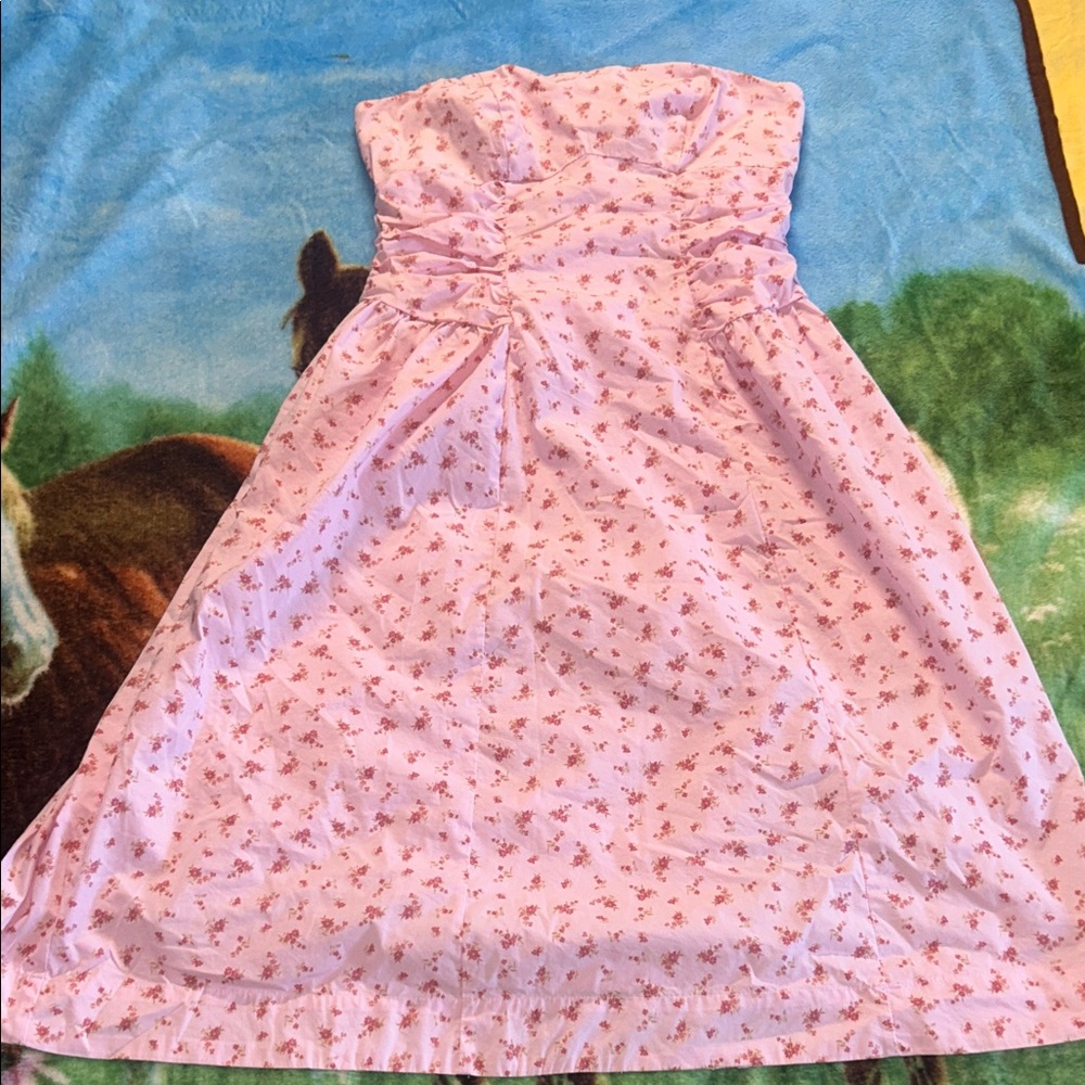 Wild Fable Strapless Pink Floral Dress